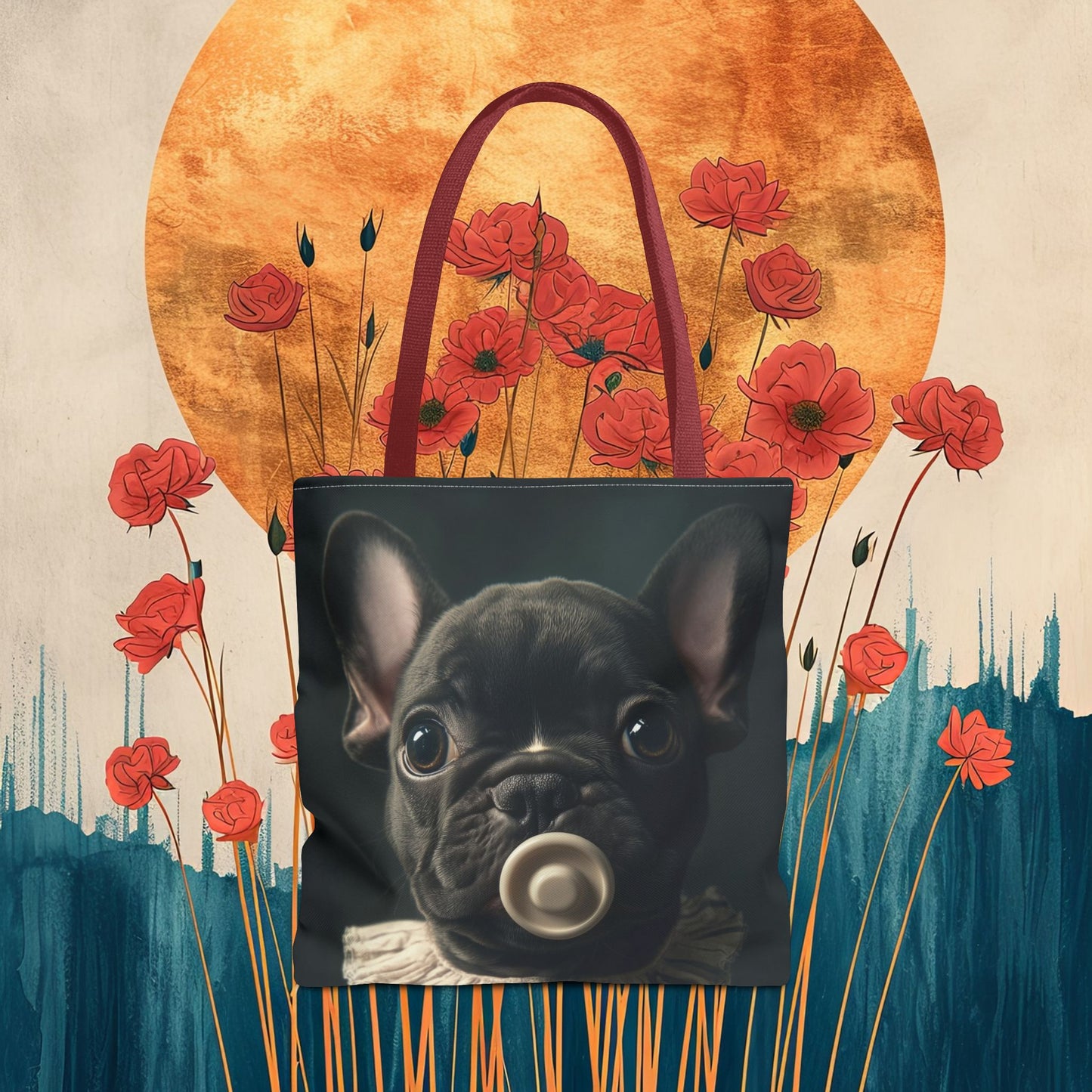 French Bulldog in Striped Baby Gown: "Vintage Cherub" | Tote Bag (AOP) | Puppy Love Edition™