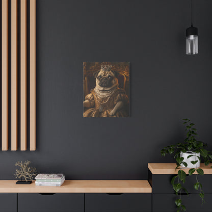 Pug in Royal Gown on Throne: "Pug Majesty" | Matte Canvas Print, Stretched, 1.25 | Historical Fiction Edition™