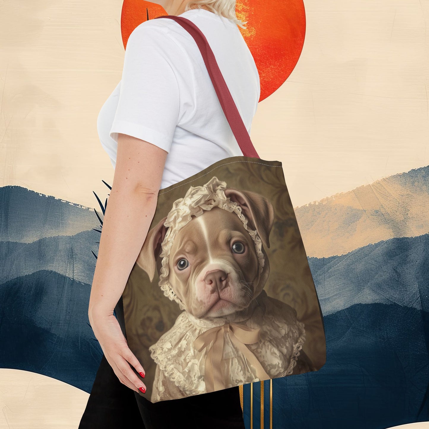 Pit Bull in Ivory Lace: "Regal Innocence" | Tote Bag (AOP) | Puppy Love Edition™