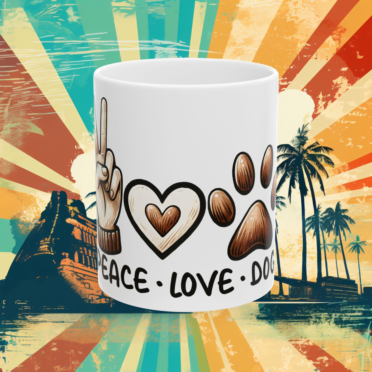 Bark Basics Collection™: "Peace Love & Dogs" | Ceramic Mug, (11oz, 15oz) |