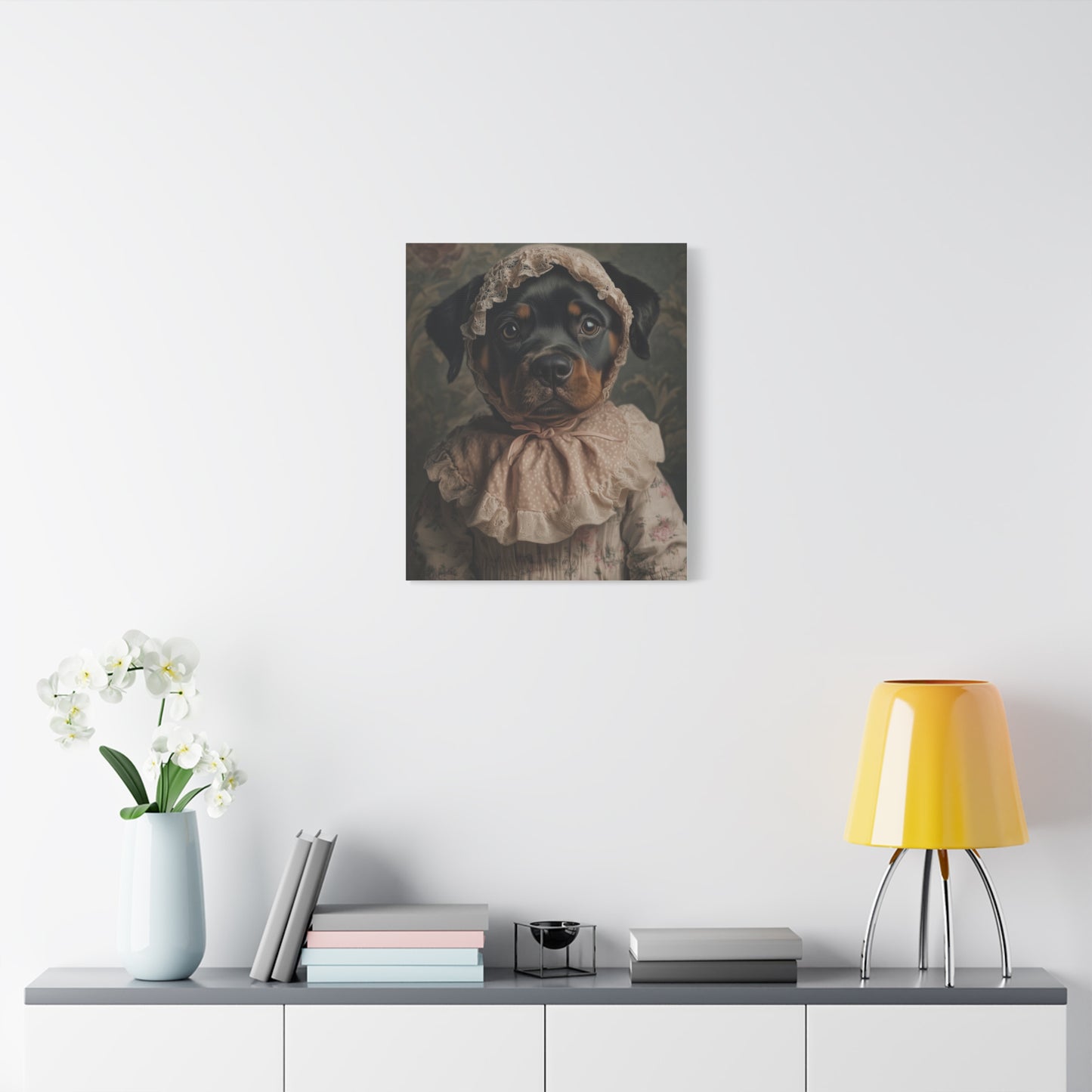 Rottweiler in Pink Lace: "Timeless Tenderness" | Matte Canvas Print, Stretched, 1.25 | Puppy Love Edition™