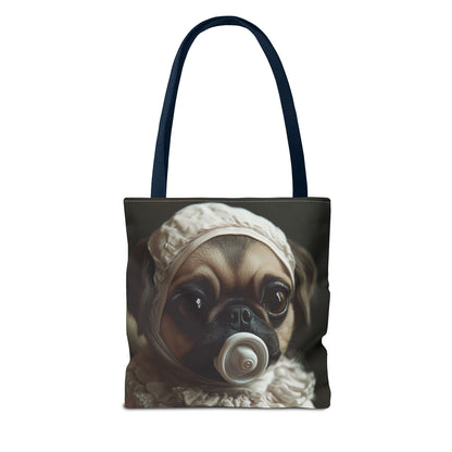 Pug in Ivory Bonnet: "Timeless Innocence" | Tote Bag (AOP) | Puppy Love Edition™