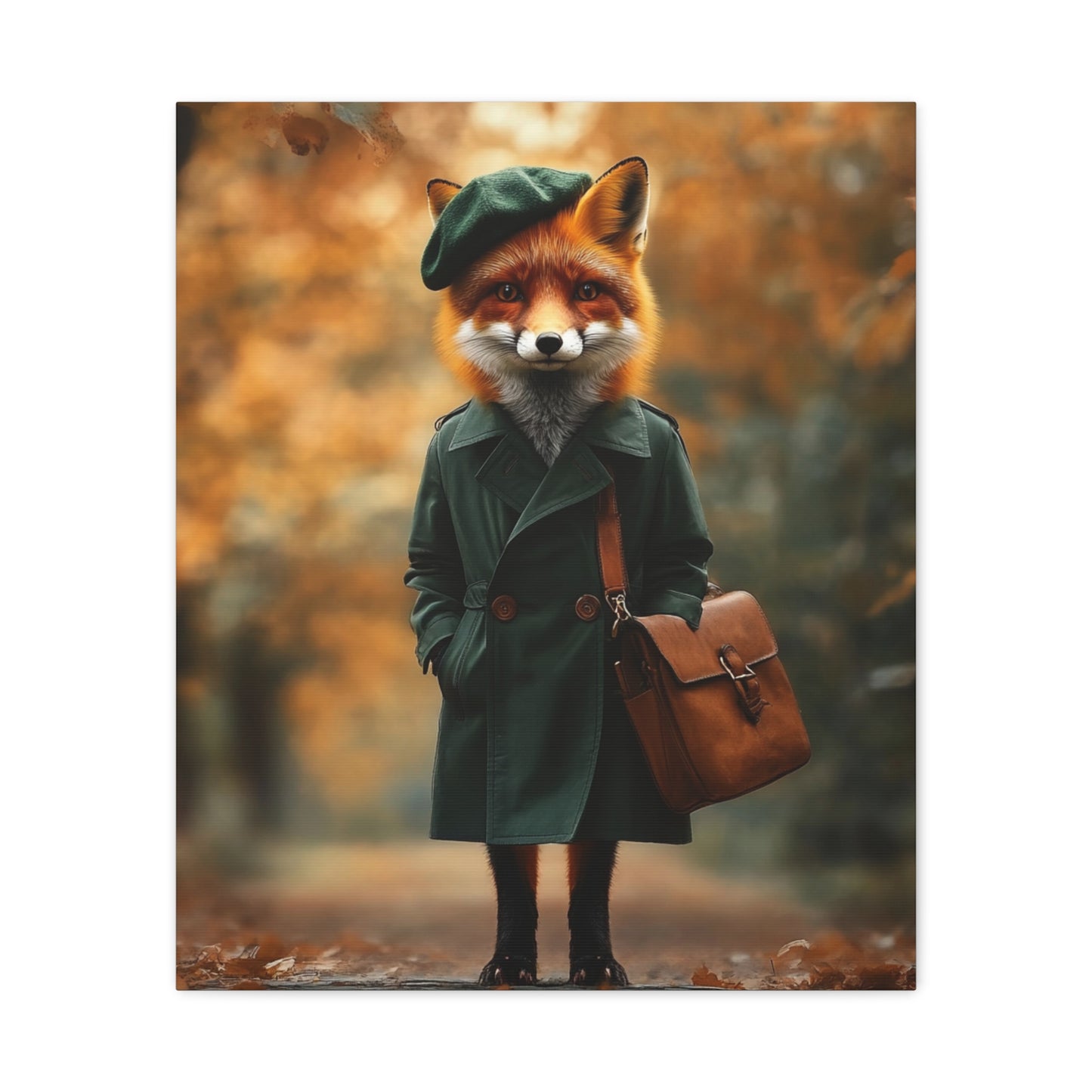 Fox in Autumn Coat: "Forest Chic Stroll." | Matte Canvas Print, Stretched, 1.25 | Pawgue Chic Edition™