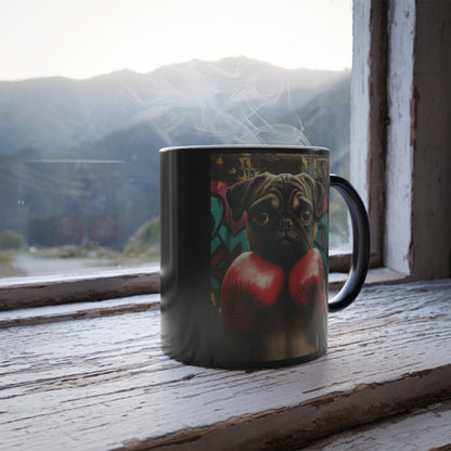 Pug with Boxing Gloves: "Pugilist Pup" | Color Morphing Coffee Mug, 11oz | City Edition™