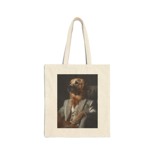 Golden Retriever in Pearl-Studded Suit: "Golden Vogue" | Canvas Tote Bag | Pawgue Chic Edition™