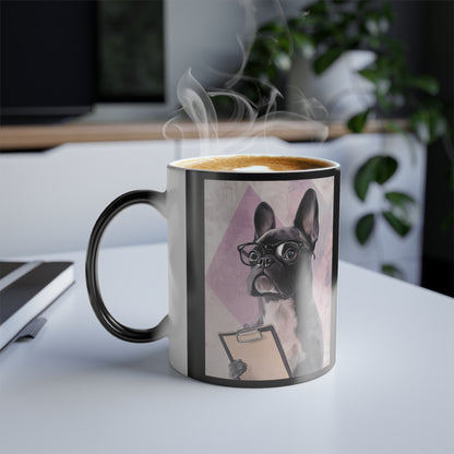 French Bulldog with Clipboard: "Inspector Pawfection." | Color Morphing Coffee Mug, 11oz | Working Pets Edition™