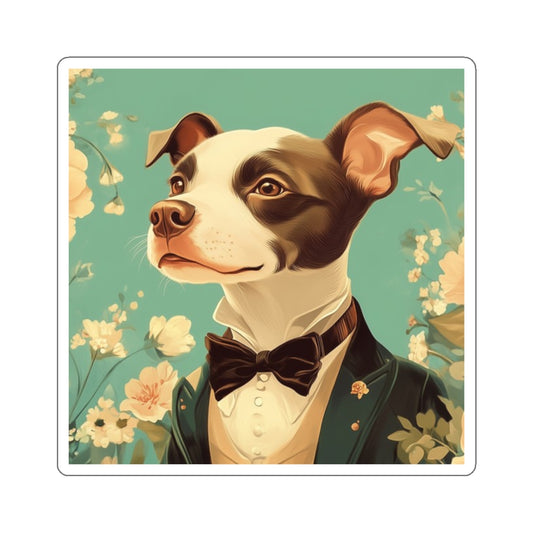 Historical Fiction Collection™: "Refined Pup in Florals" | Kiss-Cut Stickers