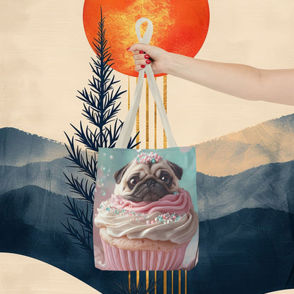 Pug as a Cupcake: "Frosted Friend" | Tote Bag (AOP) | Puppy Love Edition™