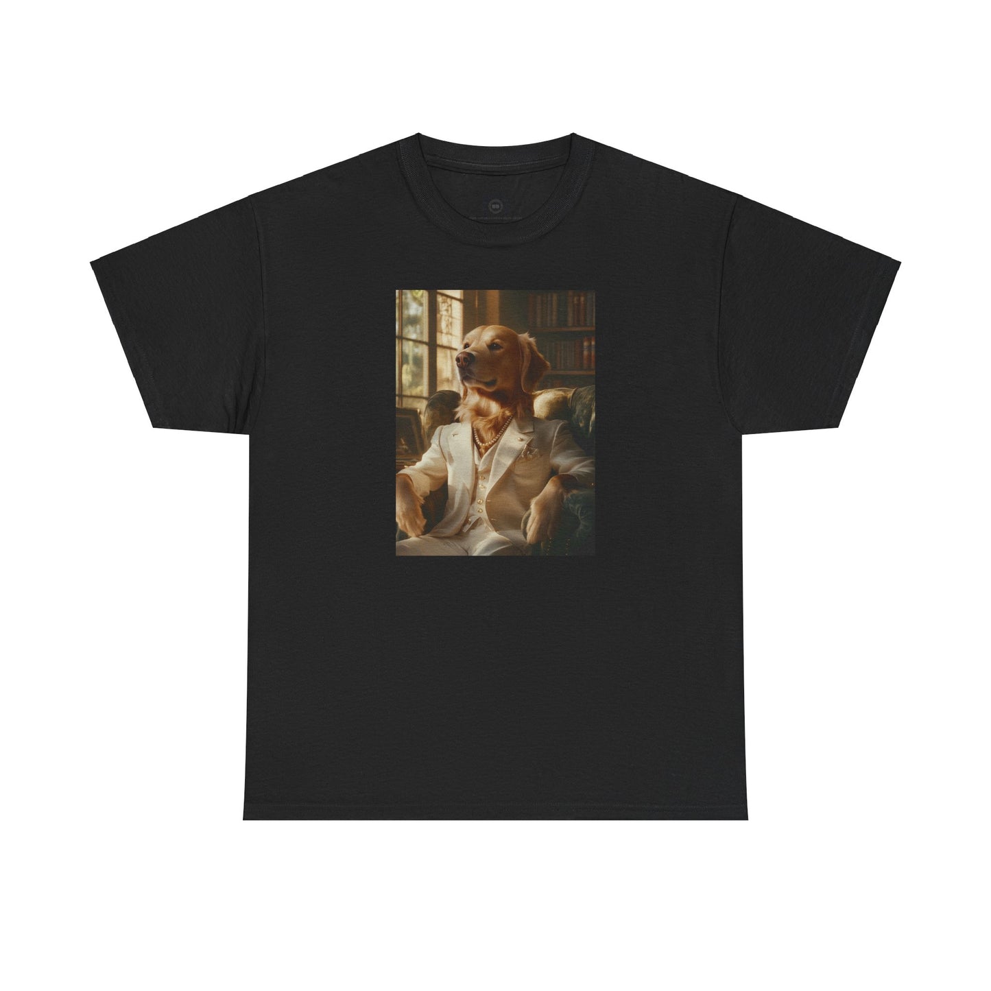 Golden Retriever in White Suit: "The Ivory Aristocrat" | T Shirt | Pawgue Chic Edition™