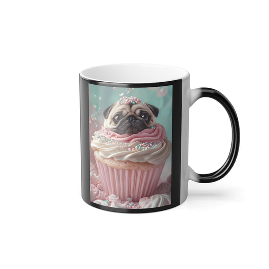 Pug as a Cupcake: "Frosted Friend" | Color Morphing Coffee Mug, 11oz | Puppy Love Edition™