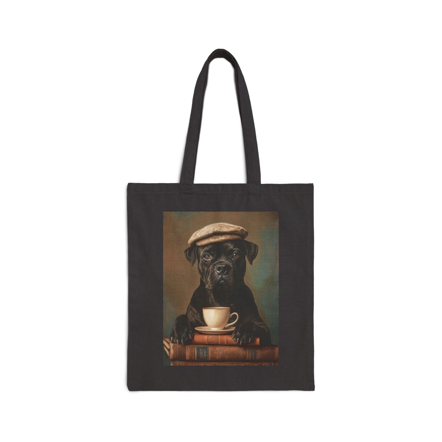 Cane Corso with Beret: "The Literary Guardian" | Canvas Tote Bag | Literary Companions Edition™