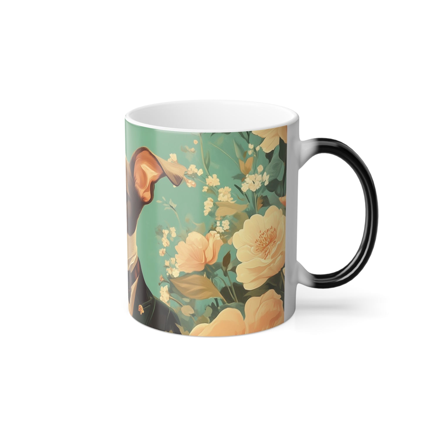 Edwardian Elegance Edition™: Refined Pup in Florals | Color Morphing Coffee Mug, 11oz |