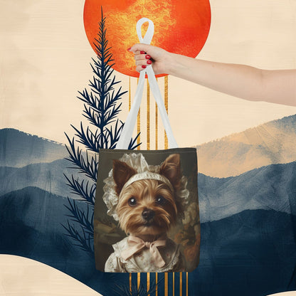 Yorkshire Terrier in Victorian Gown: "Gentle Grace" | Tote Bag (AOP) | Puppy Love Edition™