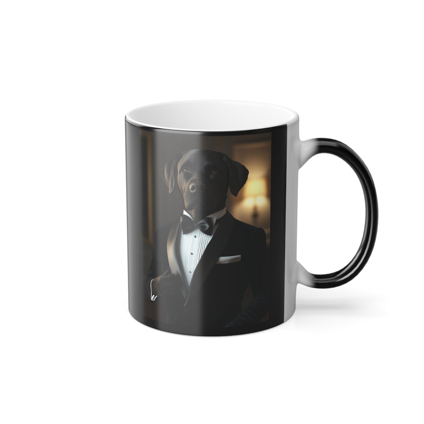 Labrador in Black Tie: "The Classic Companion" | Color Morphing Coffee Mug, 11oz |  Pawgue Chic Edition™