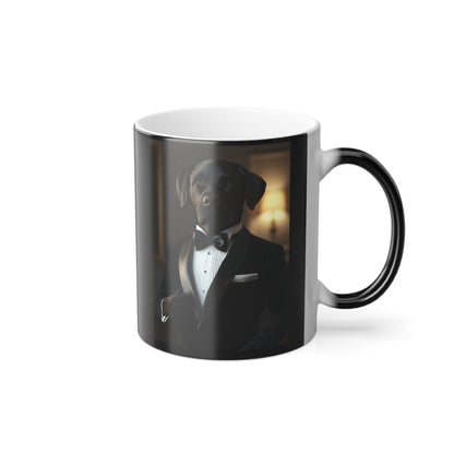 Labrador in Black Tie: "The Classic Companion" | Color Morphing Coffee Mug, 11oz |  Pawgue Chic Edition™