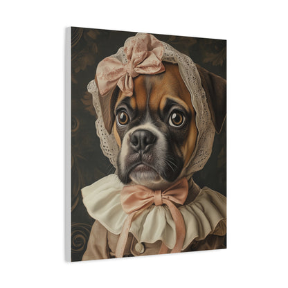 Boxer in Vintage Lace Bonnet: "Timeless Resolve" | Matte Canvas Print, Stretched, 1.25 | Puppy Love Edition™