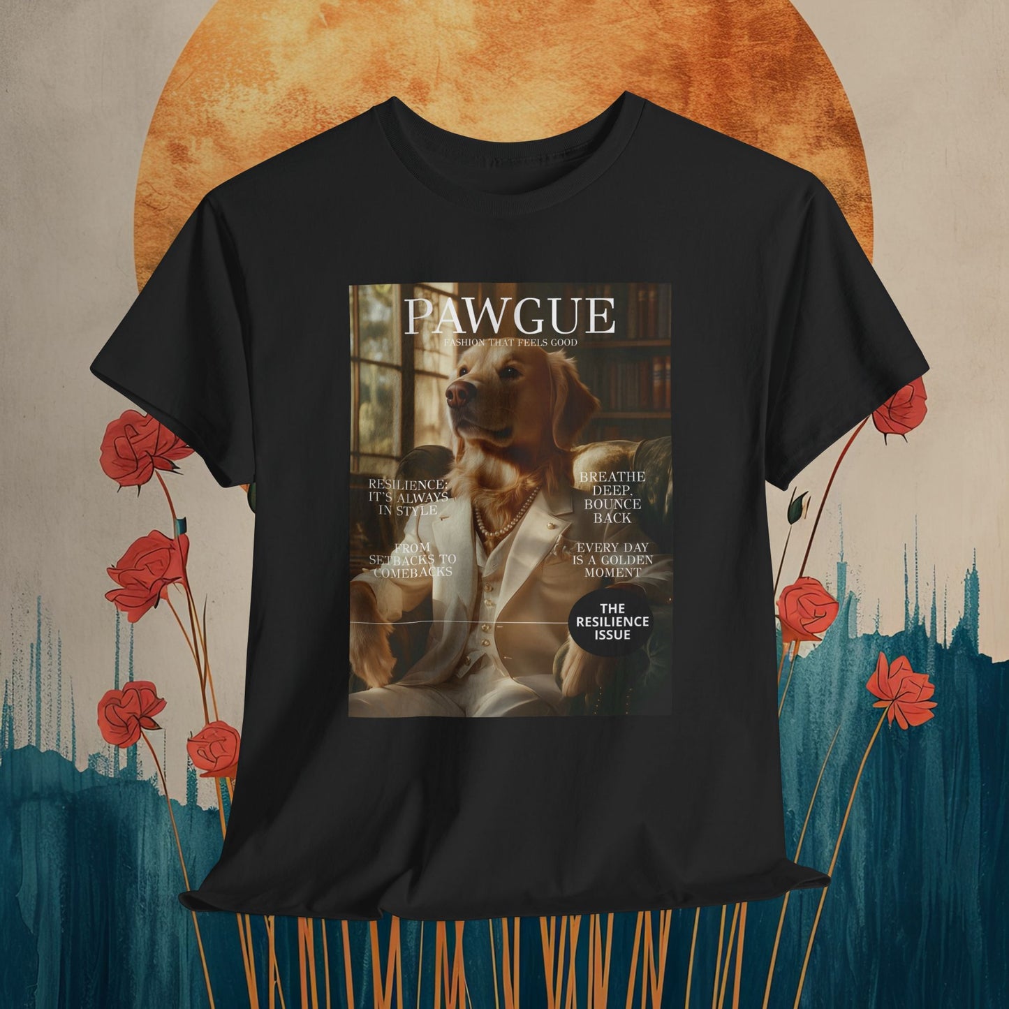 Golden Retriever in White Suit: "Cover" | T Shirt | Pawgue Chic Edition™