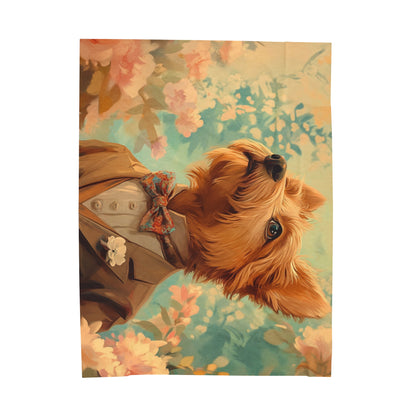 Historical Fiction Collection™: "Yorkie in Bloom"   | Velveteen Plush Blanket