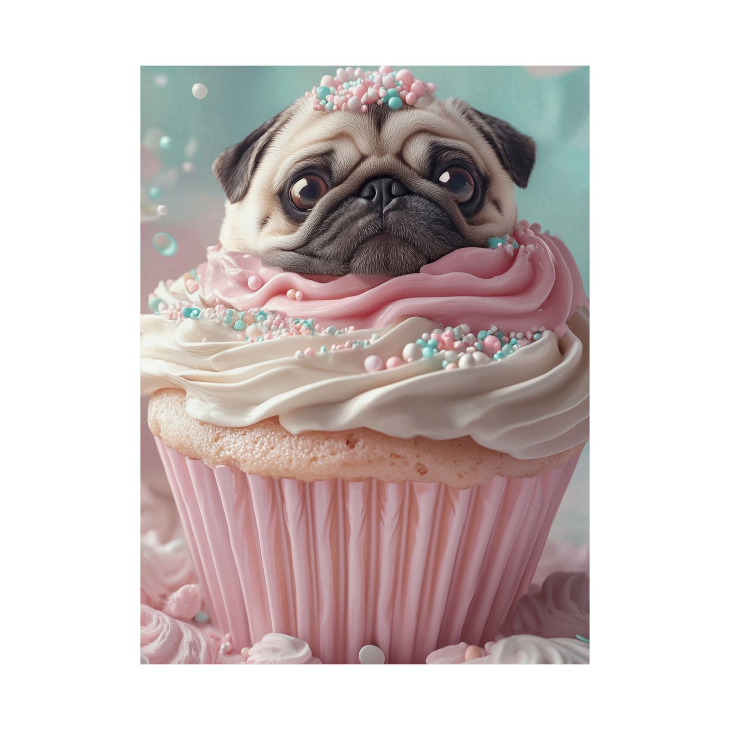 Pug in a Cupcake: "Sugar & Sprinkles" | Matte Vertical Posters | Puppy Love Edition™