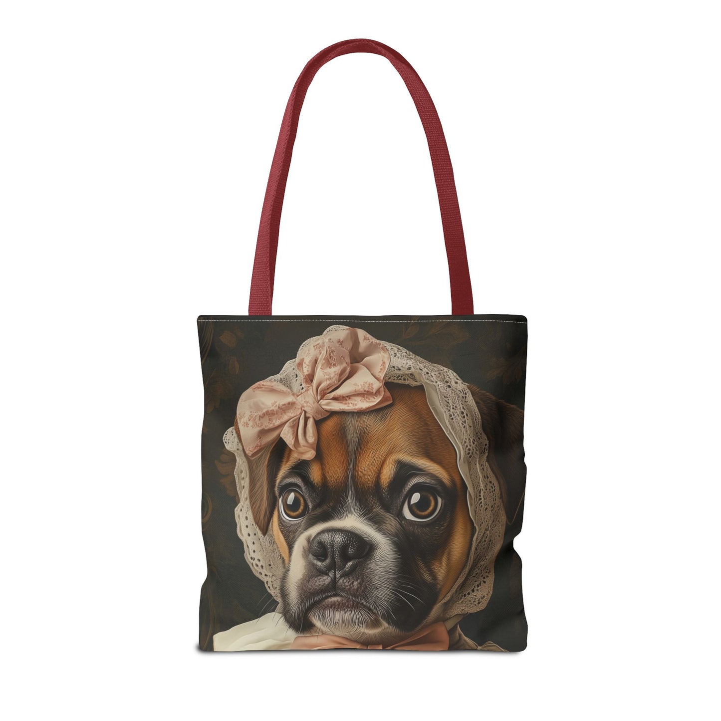 Boxer in Vintage Lace Bonnet: "Timeless Resolve" | Tote Bag (AOP) | Puppy Love Edition™