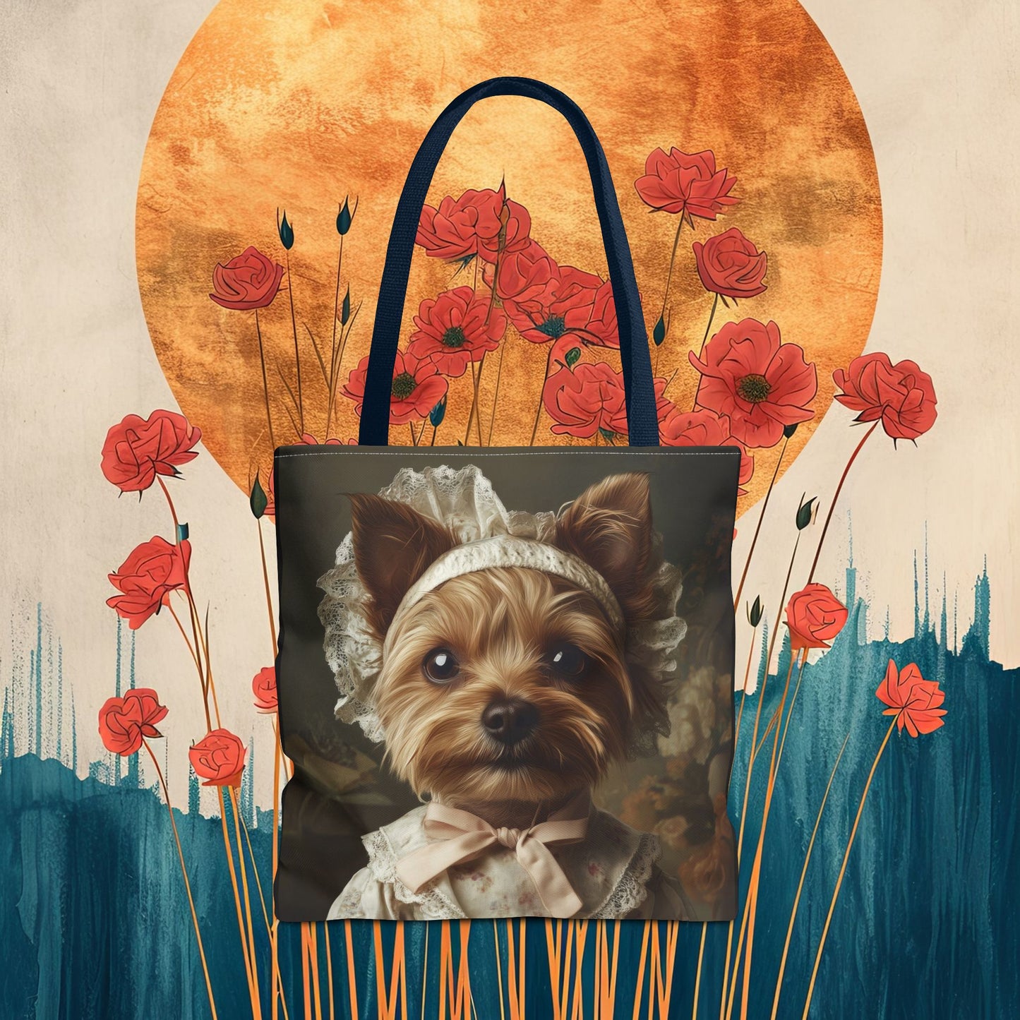 Yorkshire Terrier in Victorian Gown: "Gentle Grace" | Tote Bag (AOP) | Puppy Love Edition™