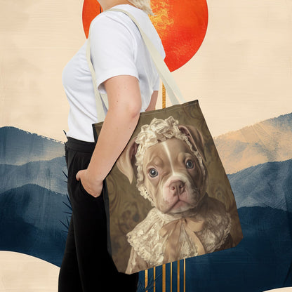 Pit Bull in Ivory Lace: "Regal Innocence" | Tote Bag (AOP) | Puppy Love Edition™