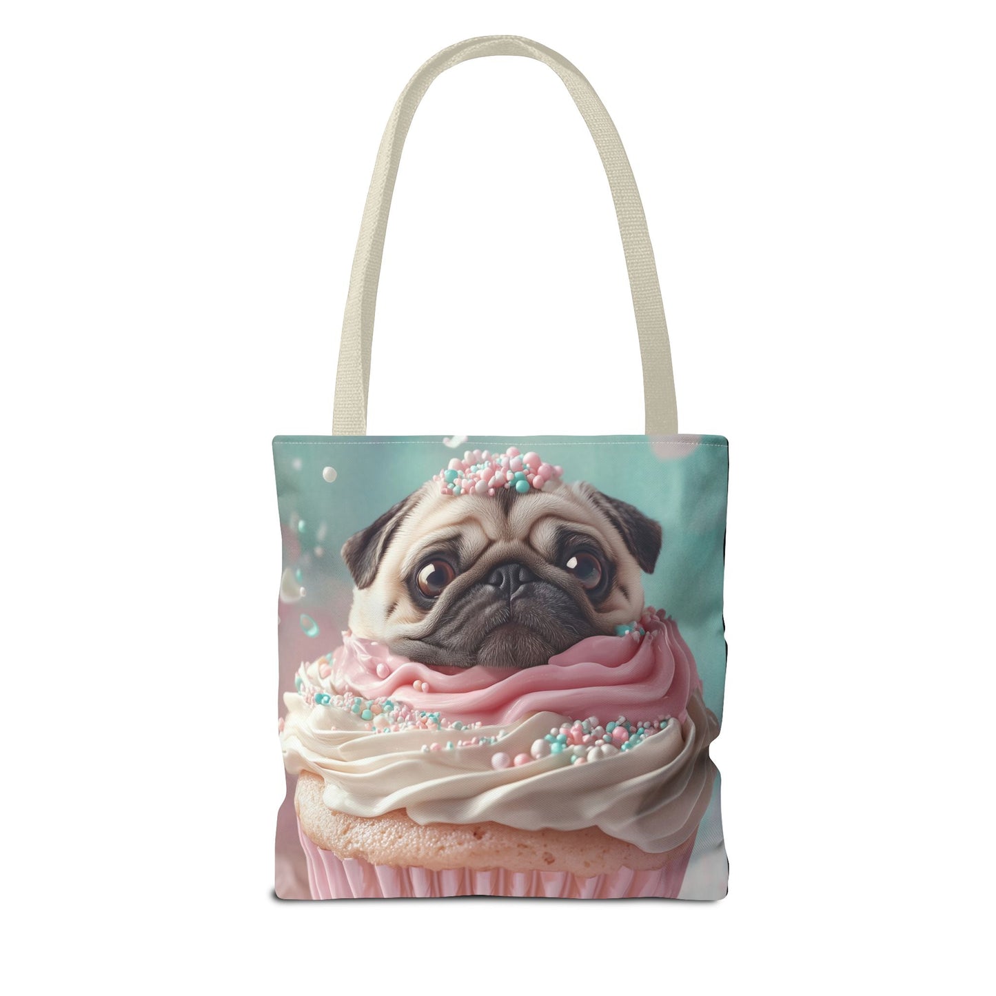 Pug as a Cupcake: "Frosted Friend" | Tote Bag (AOP) | Puppy Love Edition™