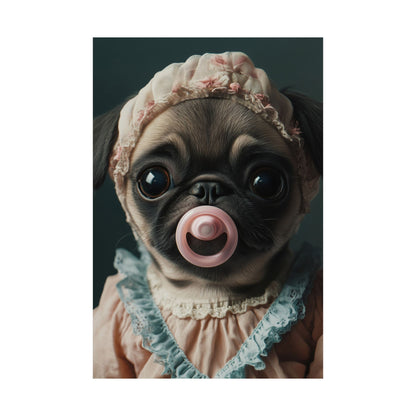 Pug in Peach and Lace: "Blushing Belle" | Matte Vertical Posters | Puppy Love Edition™