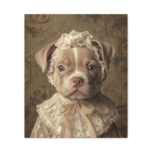 Pit Bull in Ivory Lace: "Regal Innocence" | Matte Canvas Print, Stretched, 1.25 | Puppy Love Edition™