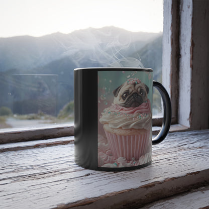 Pug as a Cupcake: "Frosted Friend" | Color Morphing Coffee Mug, 11oz | Puppy Love Edition™