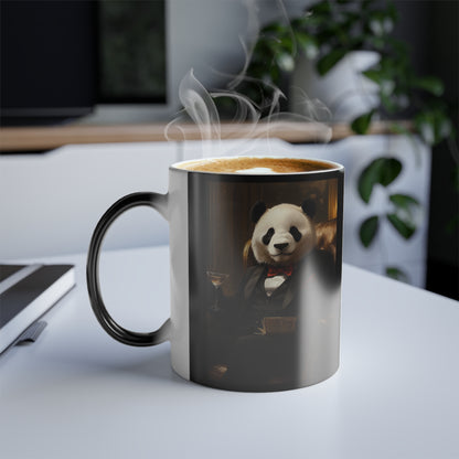 Panda Lounging in a Tuxedo: "The Polished Panda" | Color Morphing Coffee Mug, 11oz | Pawgue Chic Edition™