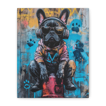 French Bulldog with Headphones: "Street Pup Icon" | Matte Canvas Print, Stretched, 1.25 | City Edition™