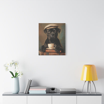 Cane Corso with Beret: "The Literary Guardian" | Matte Canvas Print, Stretched, 1.25 | Puppy Love Edition™