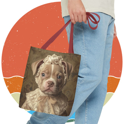 Pit Bull in Ivory Lace: "Regal Innocence" | Tote Bag (AOP) | Puppy Love Edition™