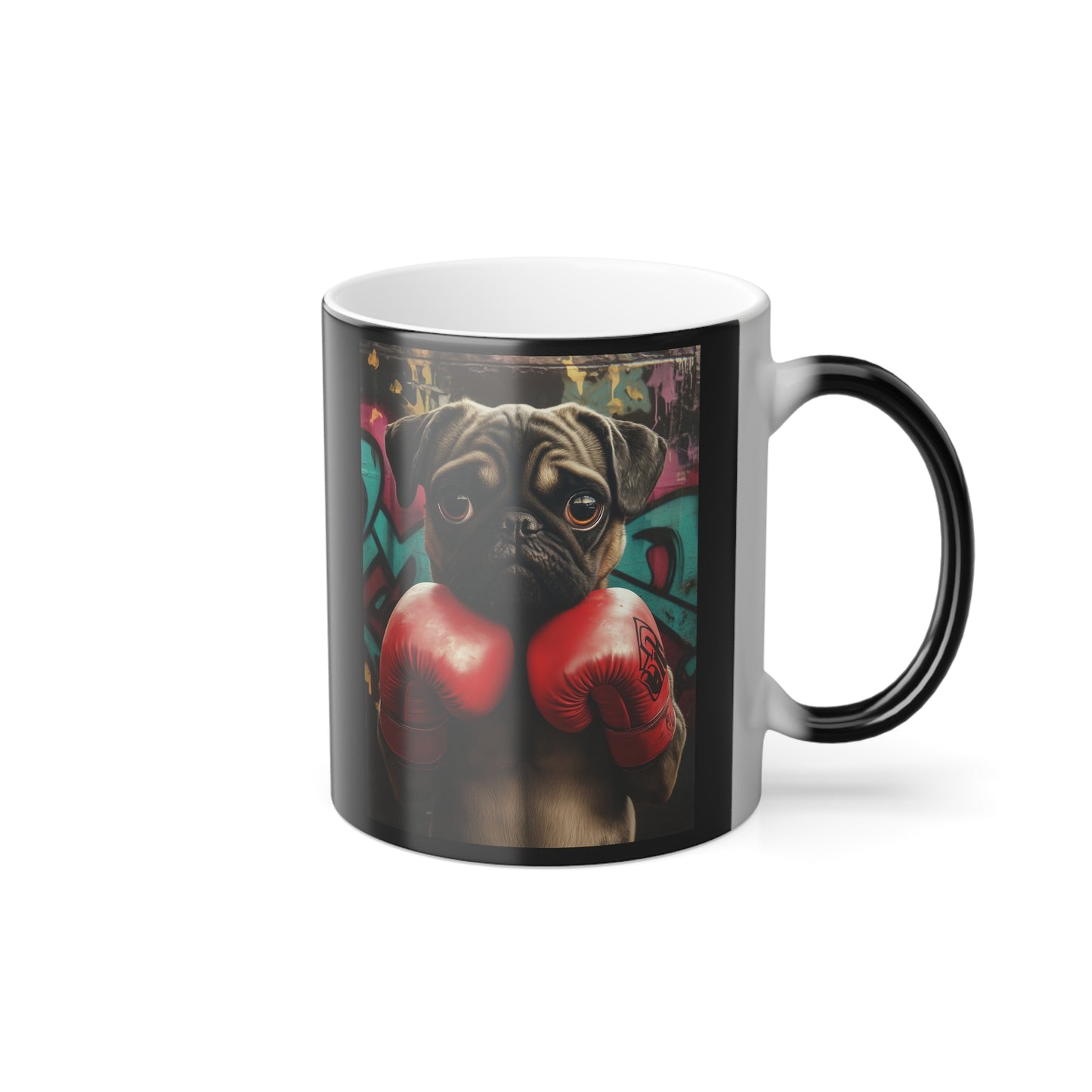 Pug with Boxing Gloves: "Pugilist Pup" | Color Morphing Coffee Mug, 11oz | City Edition™