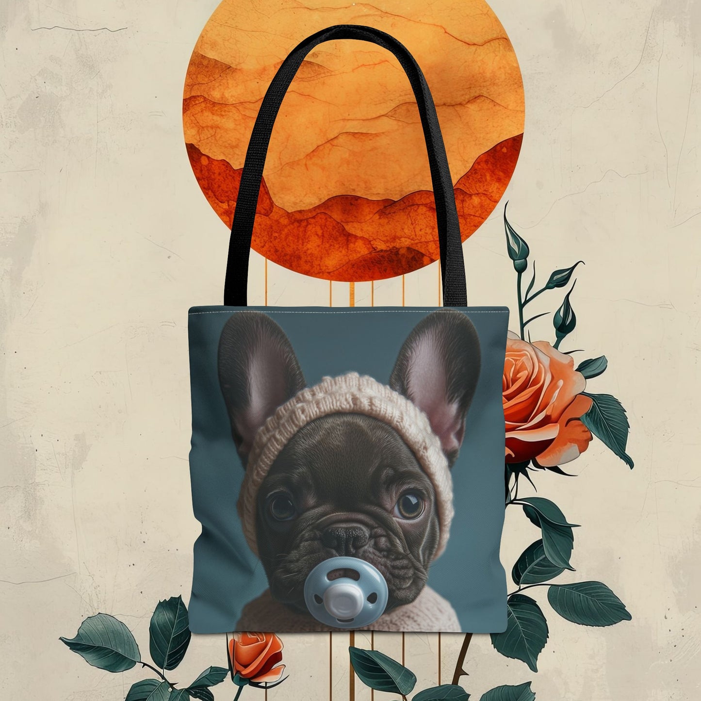 French Bulldog in Cozy Knit Sweater: "Bundle of Joy" | Tote Bag (AOP) | Puppy Love Edition™