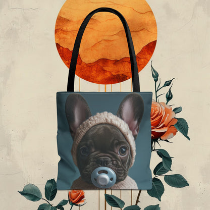 French Bulldog in Cozy Knit Sweater: "Bundle of Joy" | Tote Bag (AOP) | Puppy Love Edition™