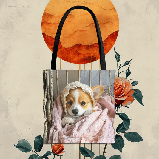 Corgi in Vintage Crib: "Cherished Slumber" | Tote Bag (AOP) | Puppy Love Edition™