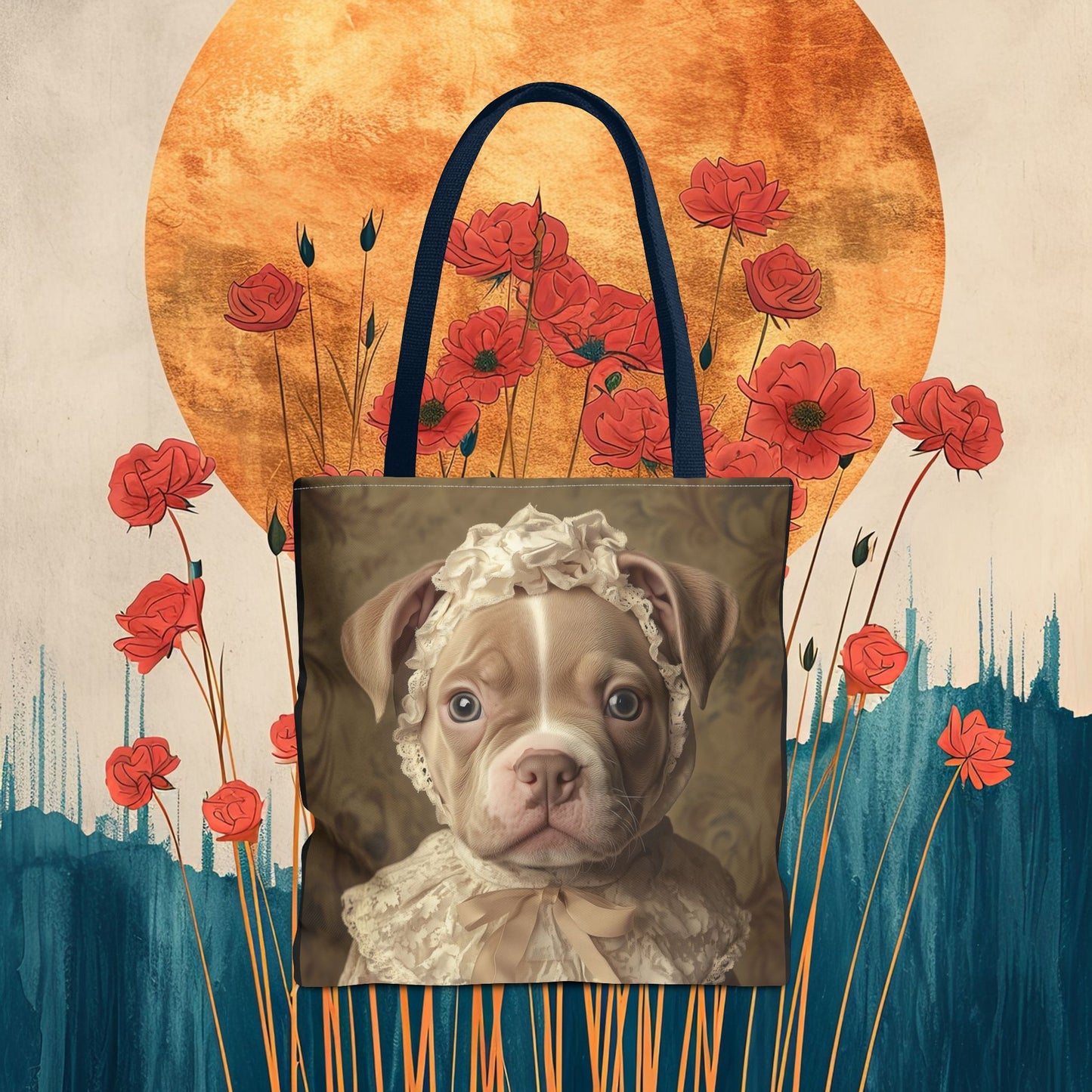 Pit Bull in Ivory Lace: "Regal Innocence" | Tote Bag (AOP) | Puppy Love Edition™