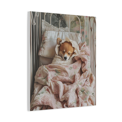 Corgi Swaddled: "Dreamy Nap" | Matte Canvas Print, Stretched, 1.25 | Puppy Love Edition™