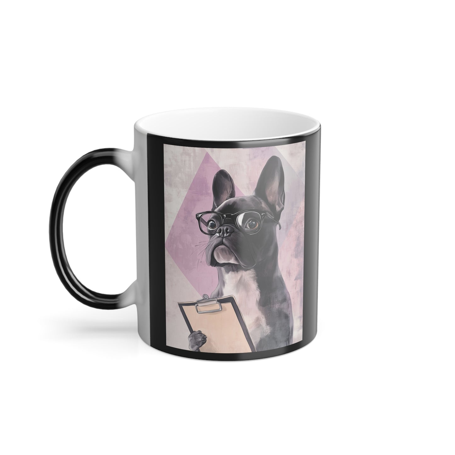 French Bulldog with Clipboard: "Inspector Pawfection." | Color Morphing Coffee Mug, 11oz | Working Pets Edition™