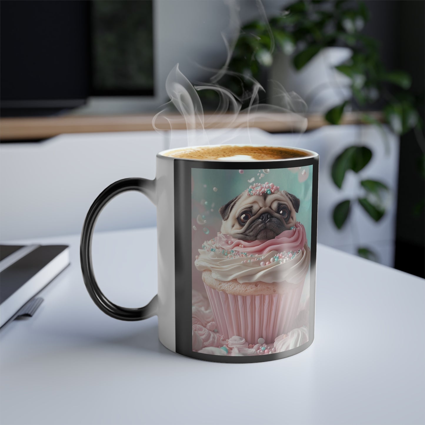 Pug as a Cupcake: "Frosted Friend" | Color Morphing Coffee Mug, 11oz | Puppy Love Edition™