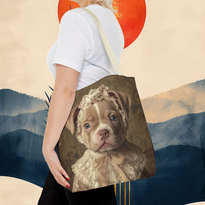 Pit Bull in Ivory Lace: "Regal Innocence" | Tote Bag (AOP) | Puppy Love Edition™