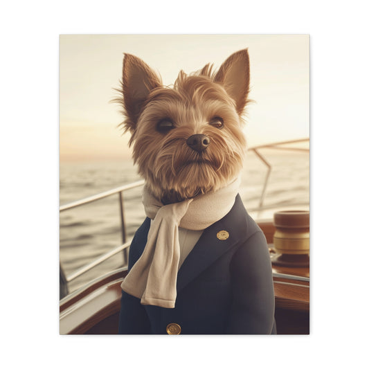 Yorkshire Terrier on a Yacht: "The Maritime Maven" | Matte Canvas Print, Stretched, 1.25 | Pawgue Chic Edition™