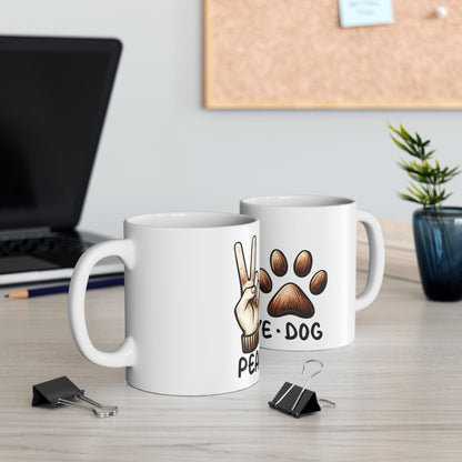 Bark Basics Collection™: "Peace Love & Dogs" | Ceramic Mug, (11oz, 15oz) |