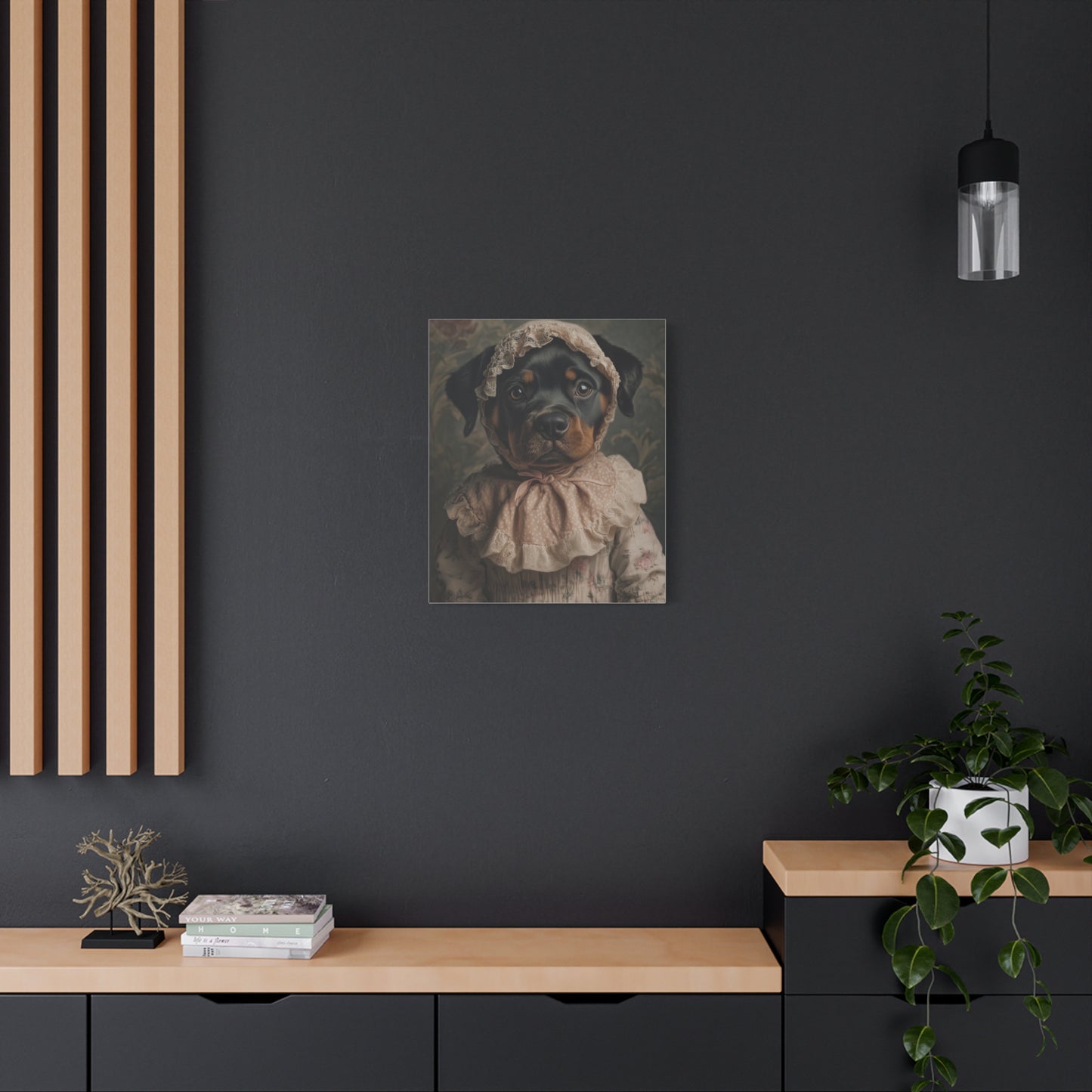 Rottweiler in Pink Lace: "Timeless Tenderness" | Matte Canvas Print, Stretched, 1.25 | Puppy Love Edition™