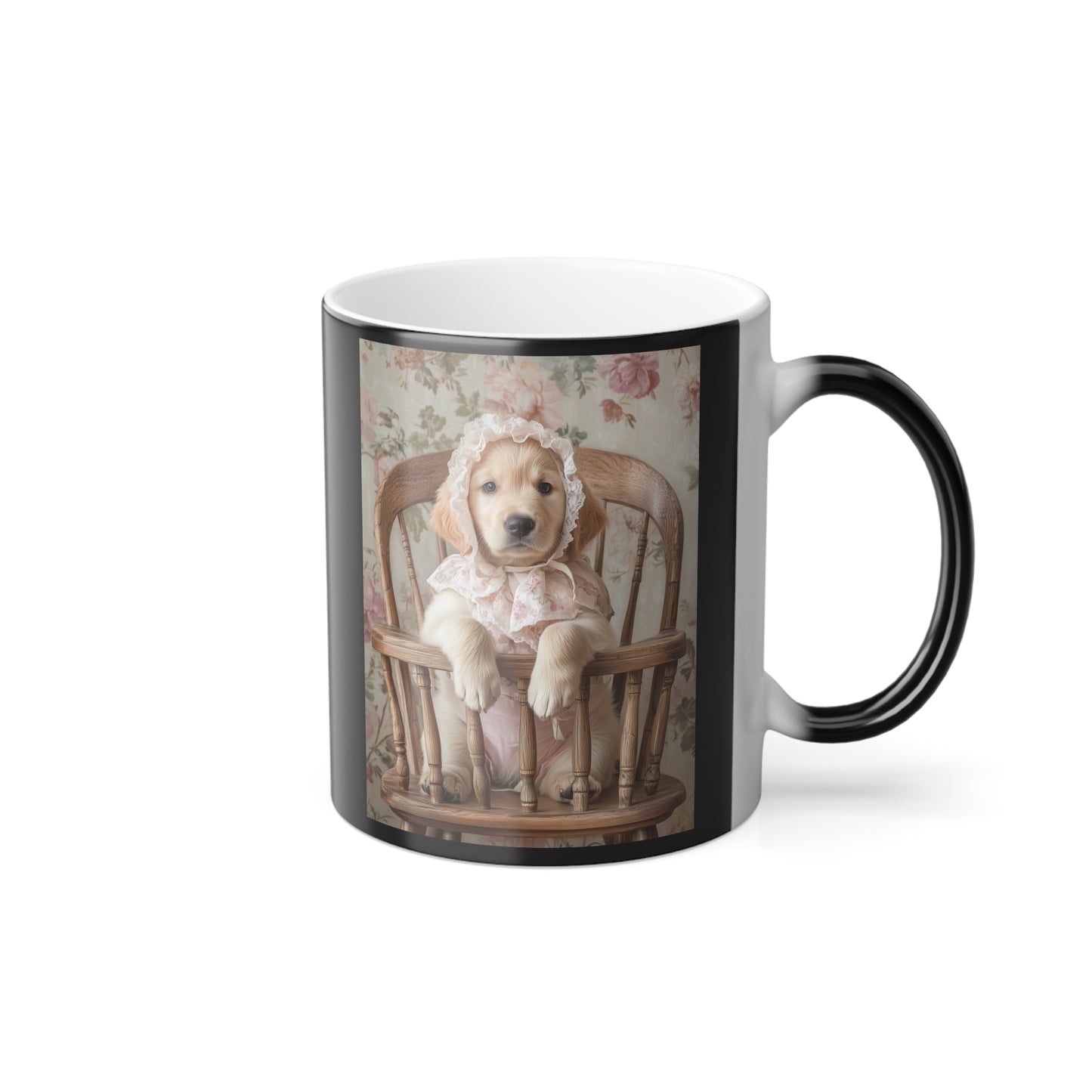 Golden Retriever in High Chair: "Victorian Pup" | Color Morphing Coffee Mug, 11oz | Puppy Love Edition™