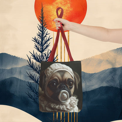 Pug in Ivory Bonnet: "Timeless Innocence" | Tote Bag (AOP) | Puppy Love Edition™