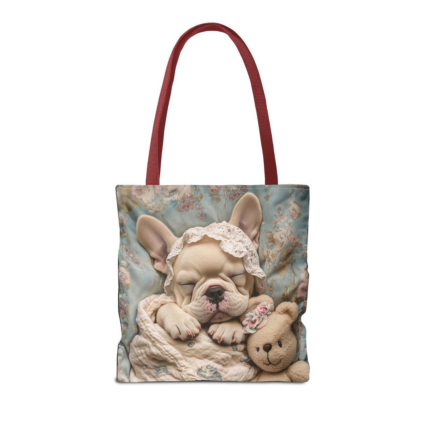 French Bulldog in Baby Bonnet: "Dreamy Slumber" | Tote Bag (AOP) | Puppy Love Edition™