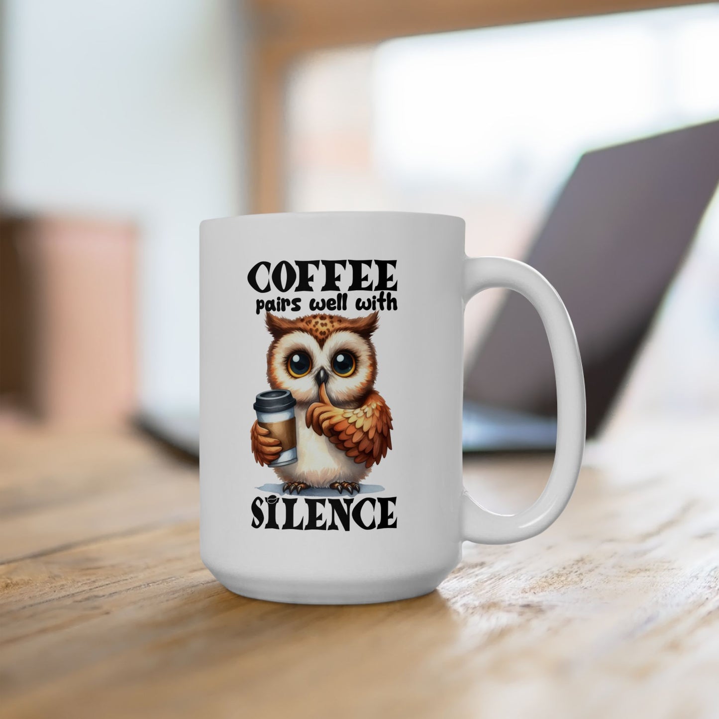 Bark Basics Collection™: "Coffee & Silence" | Ceramic Mug, (11oz, 15oz) |